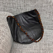 CHANEL 26S LARGE HOBO BAG 33 IN BLACK LAMBSKIN TORTOISE RESIN CHAIN