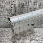 CHANEL 26S FLAP BAG 26 IN SILVER CALFSKIN SILVER HARDWARE