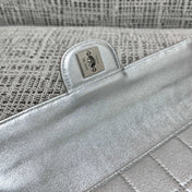 CHANEL 26S FLAP BAG 26 IN SILVER CALFSKIN SILVER HARDWARE
