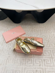 MARY JANE FLATS IN GOLD METALLIC SMOOTH LAMBSKIN