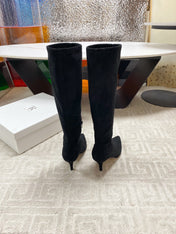 THE ROW HIGH BOOTS 85MM IN BLACK SUEDE