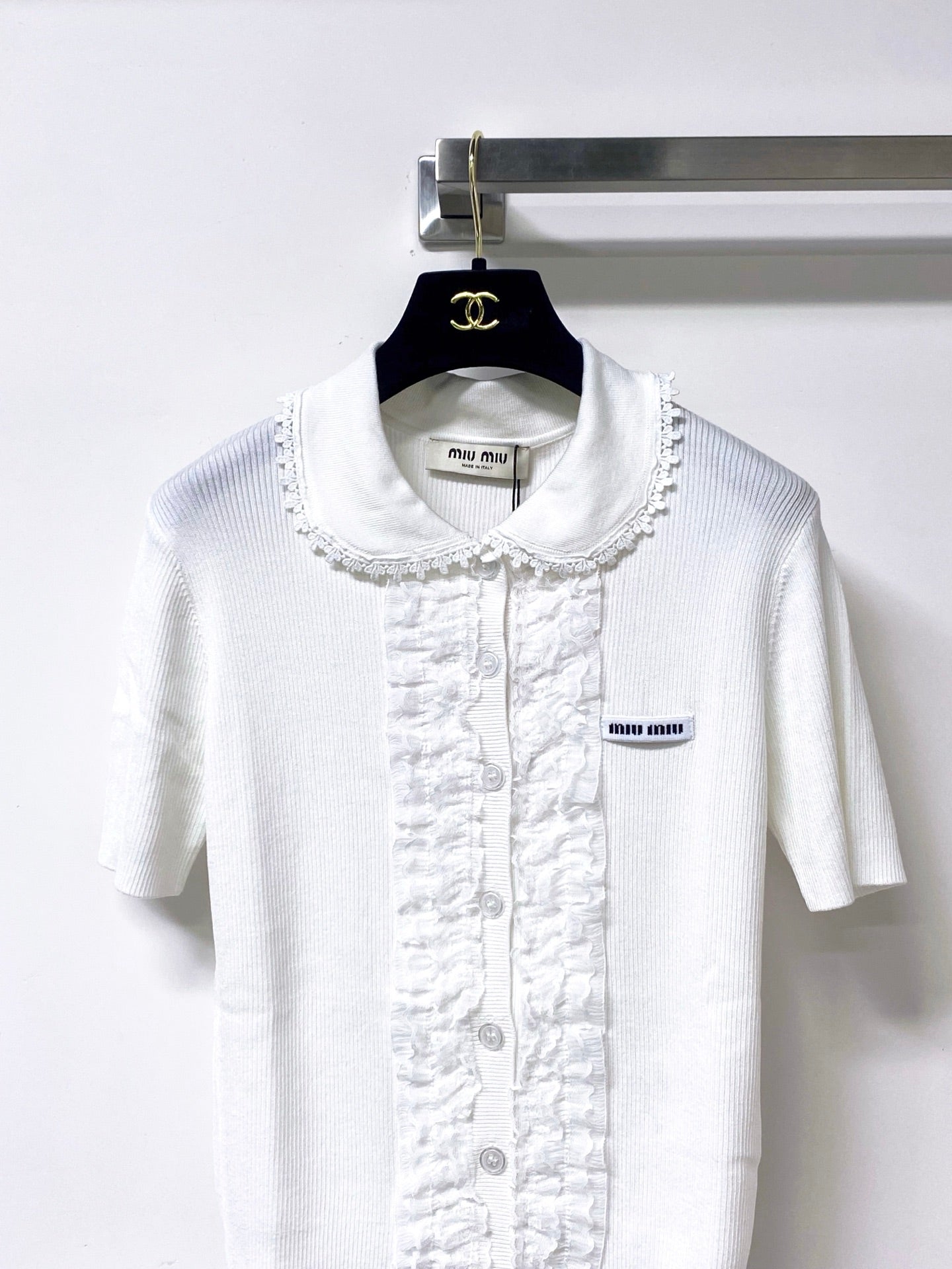 MIUMIU 26S SHORT-SLEEVED KNIT POLO SHIRT STYLE 1052