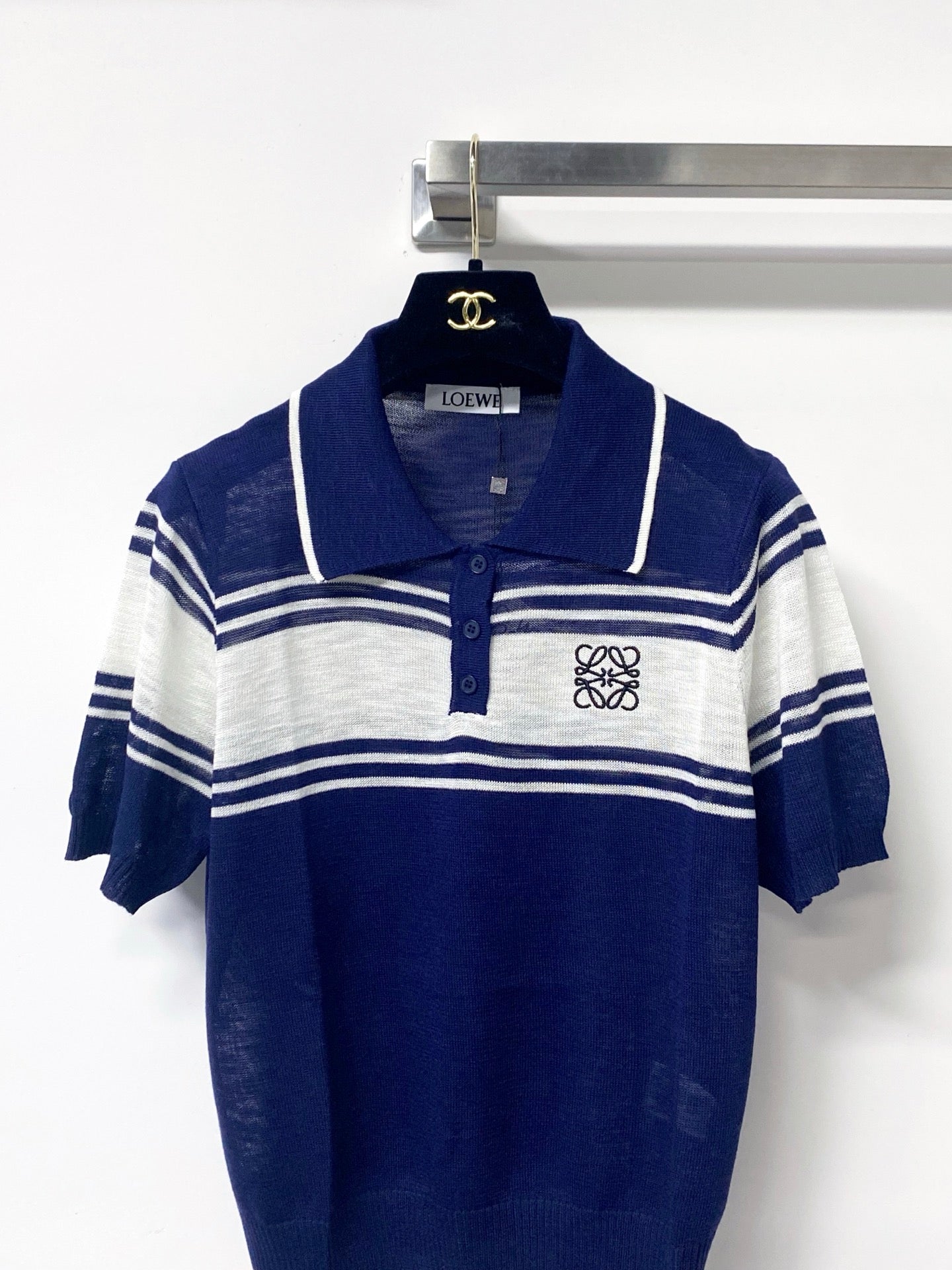 LOEWE 26S SHORT SLEEVE KNIT POLO TOP 494
