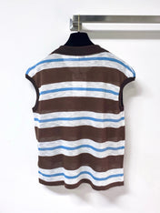 CELINE 26S STRIPED KNIT POLO TOP 327