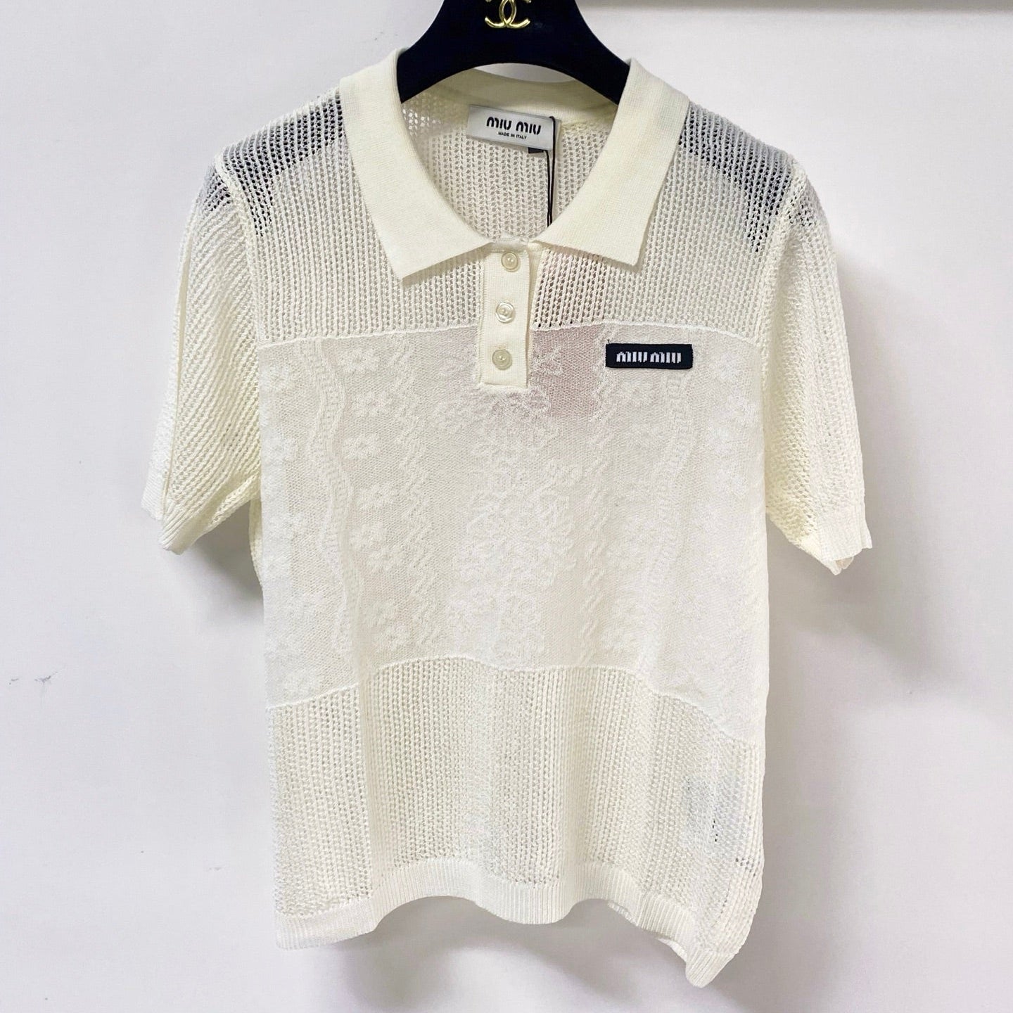 MIUMIU 26S KNIT SHORT SLEEVE POLO SHIRT 1219