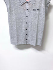MIUMIU 26S SLEEVELESS KNIT POLO TOP 1167