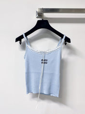 MIUMIU 26S CAMI TOP & OPEN KNIT CROPPED CARDIGAN SET 1173
