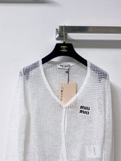 MIUMIU 26S CAMI TOP & OPEN KNIT CROPPED CARDIGAN SET 1172