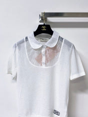 MIUMIU 26S RUFFLED COLLAR POLO SHIRT 1153