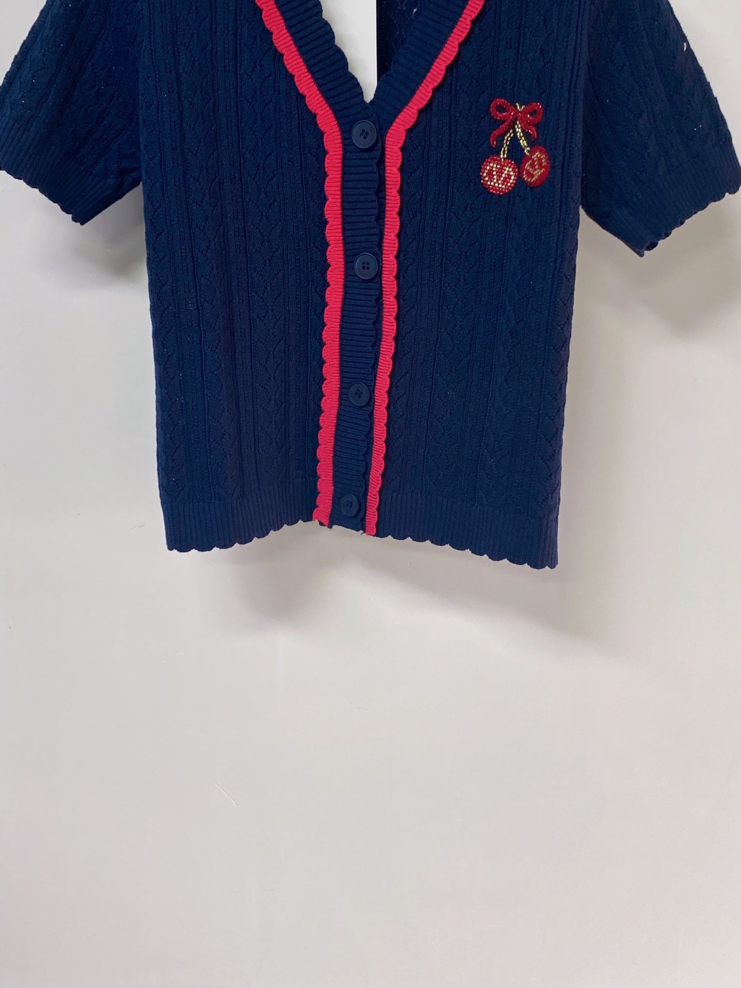 VALENTINO 26S SHORT-SLEEVE KNIT CARDIGAN 471