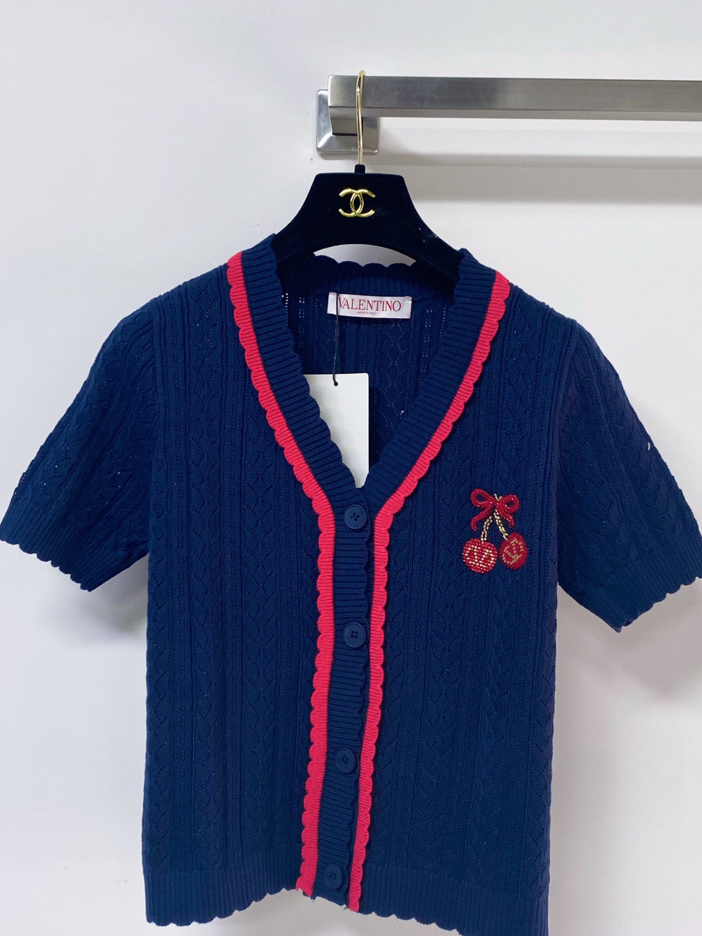 VALENTINO 26S SHORT-SLEEVE KNIT CARDIGAN 471