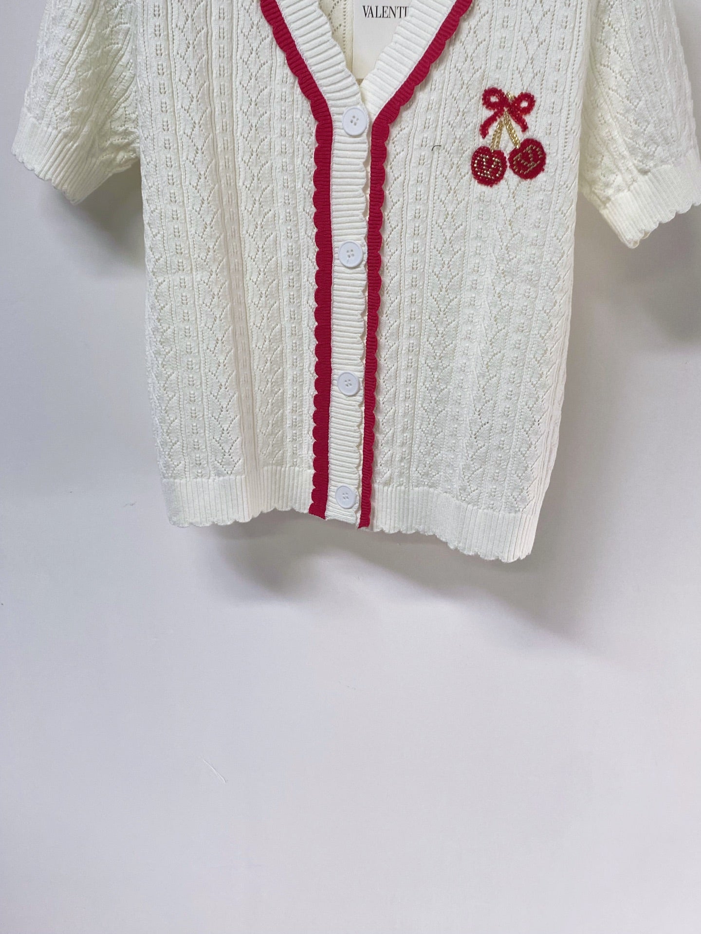 VALENTINO 26S SHORT-SLEEVE KNIT CARDIGAN 470