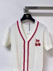 VALENTINO 26S SHORT-SLEEVE KNIT CARDIGAN 470