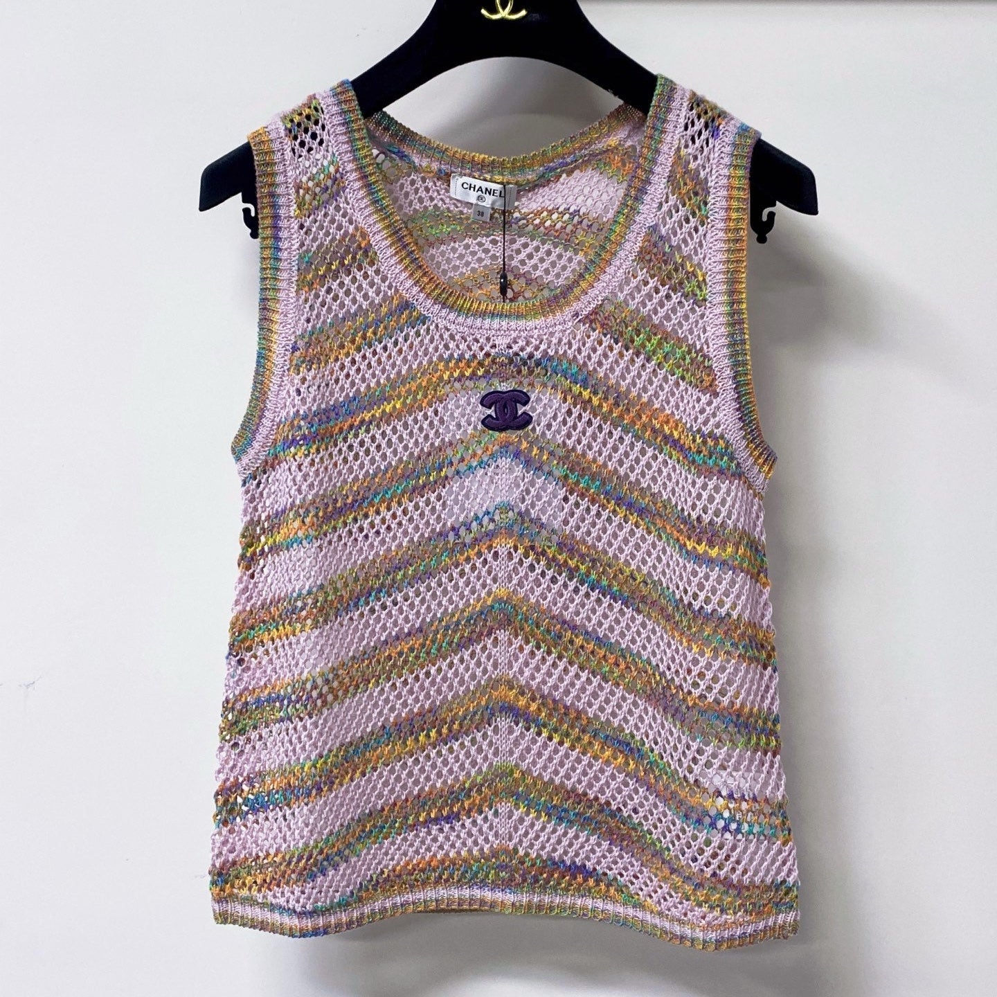 CHANEL 26S OPEN KNIT STRIPED TOP STYLE 1241