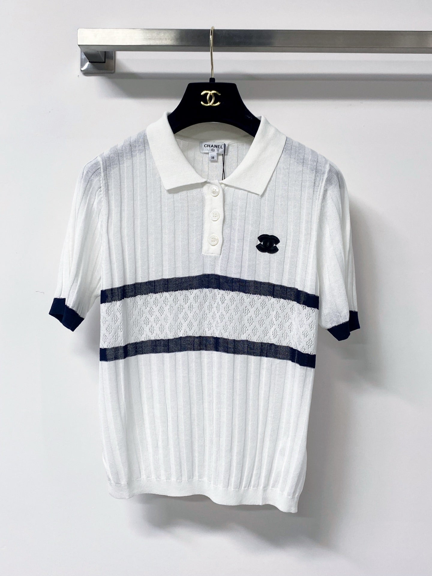 CHANEL 26S SHORT-SLEEVE KNIT POLO 1308