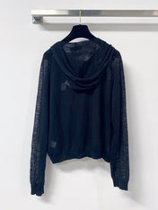 LOEWE 26S SHEER KNIT ZIP-UP HOODIE 597