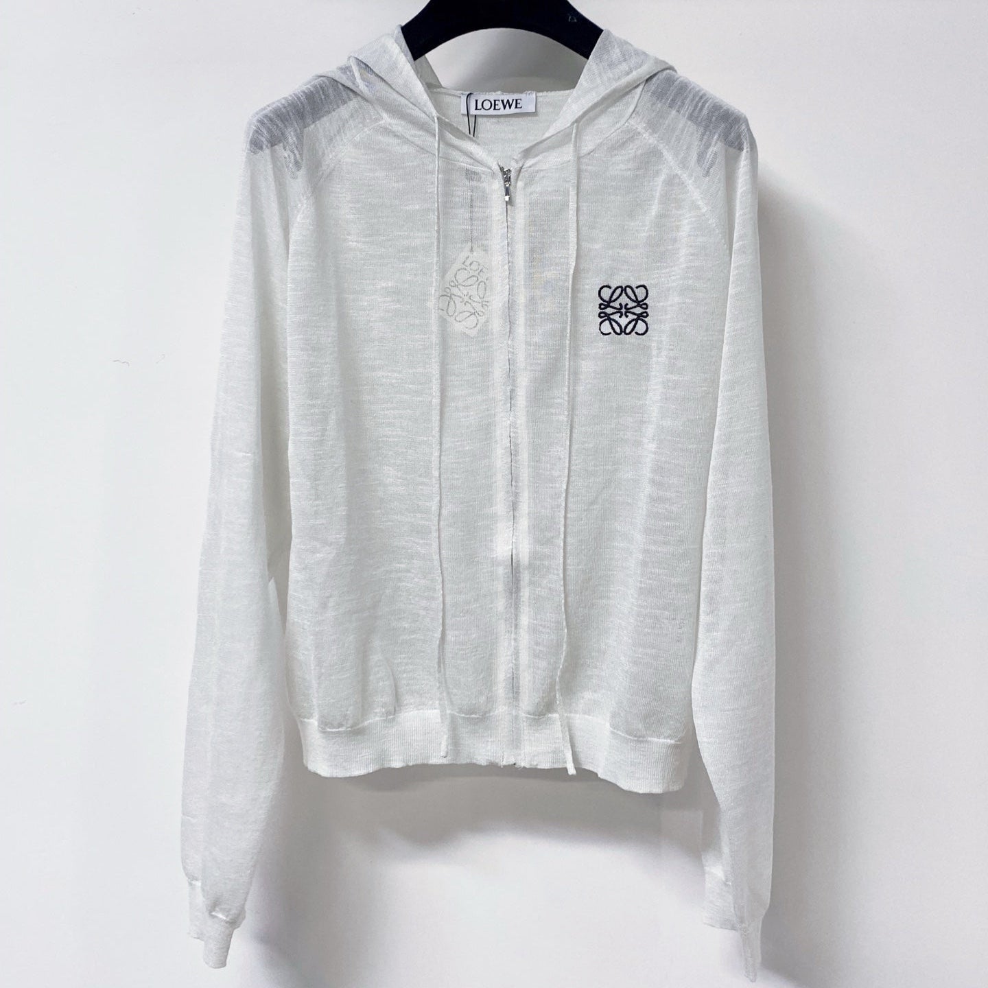 LOEWE 26S SHEER KNIT ZIP-UP HOODIE 596