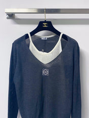 LOEWE 26S LAYERED V-NECK KNITTED SWEATER 567