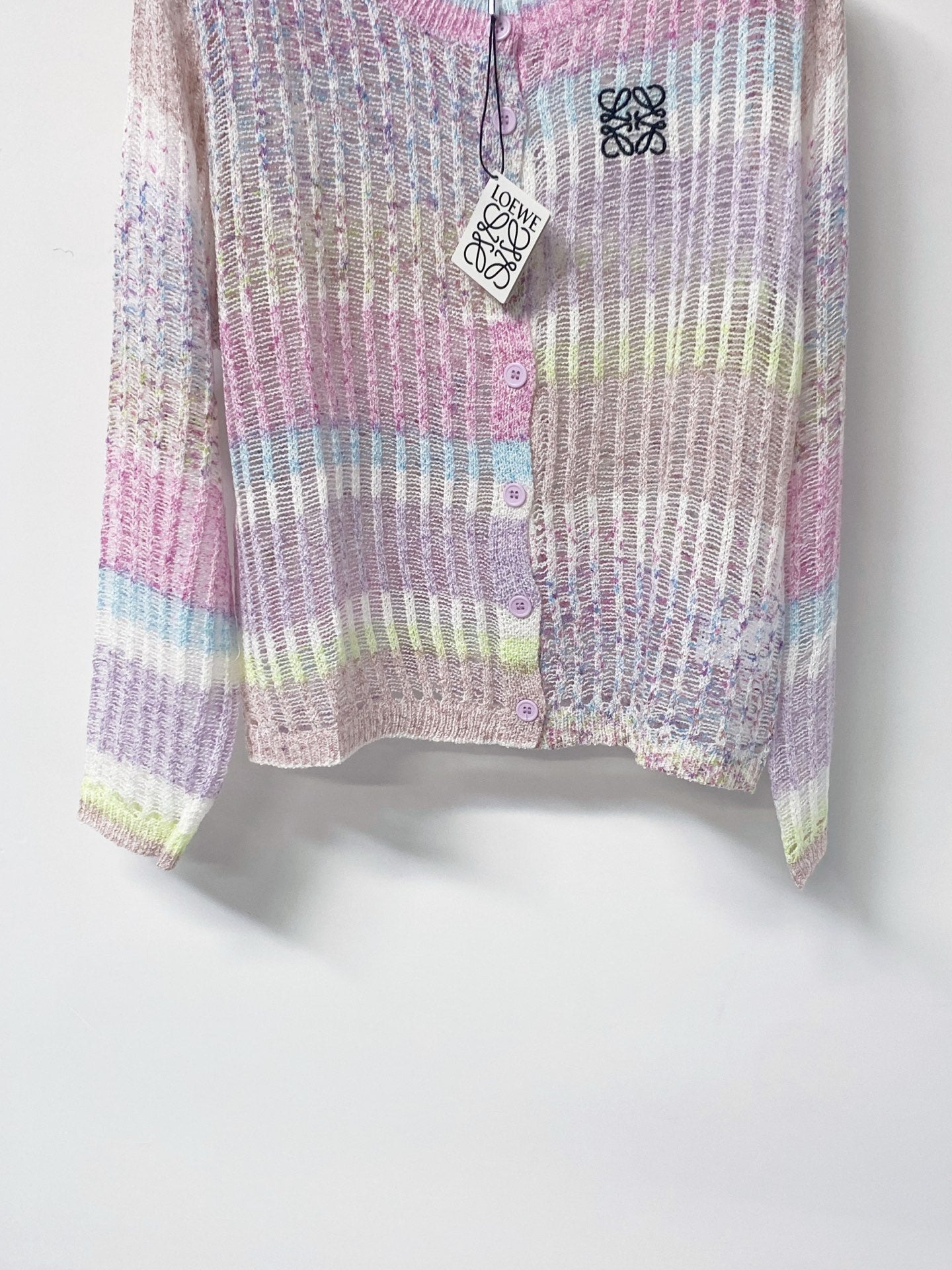 LOEWE 26S PASTEL OPEN-KNIT CARDIGAN 568