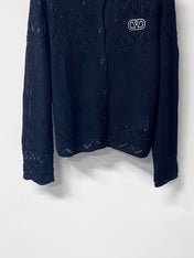 VALENTINO 26S OPENWORK KNIT BUTTON CARDIGAN 383