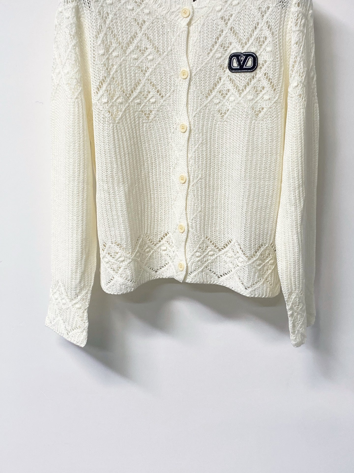 VALENTINO 26S OPENWORK KNIT BUTTON CARDIGAN 382