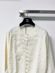 MIUMIU 26S EMBELLISHED FLORAL KNIT CARDIGAN 1449