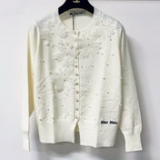MIUMIU 26S EMBELLISHED FLORAL KNIT CARDIGAN 1449