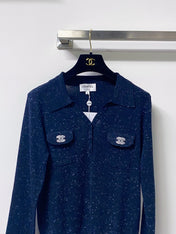 CHANEL 26S LONG SLEEVE KNIT POLO TOP 1621
