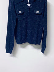 CHANEL 26S LONG SLEEVE KNIT POLO TOP 1621