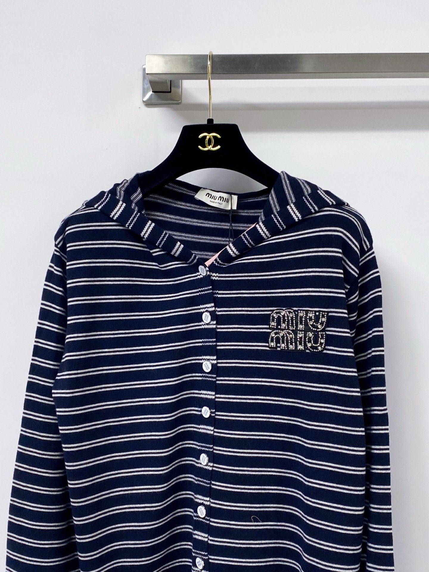 MIUMIU 26S HOODED KNIT CARDIGAN 1345