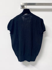MIUMIU 26S V-NECK SHORT-SLEEVE KNIT TOP 1283