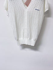 MIUMIU 26S V-NECK SHORT-SLEEVE KNIT TOP 1282