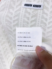 MIUMIU 26S V-NECK SHORT-SLEEVE KNIT TOP 1282