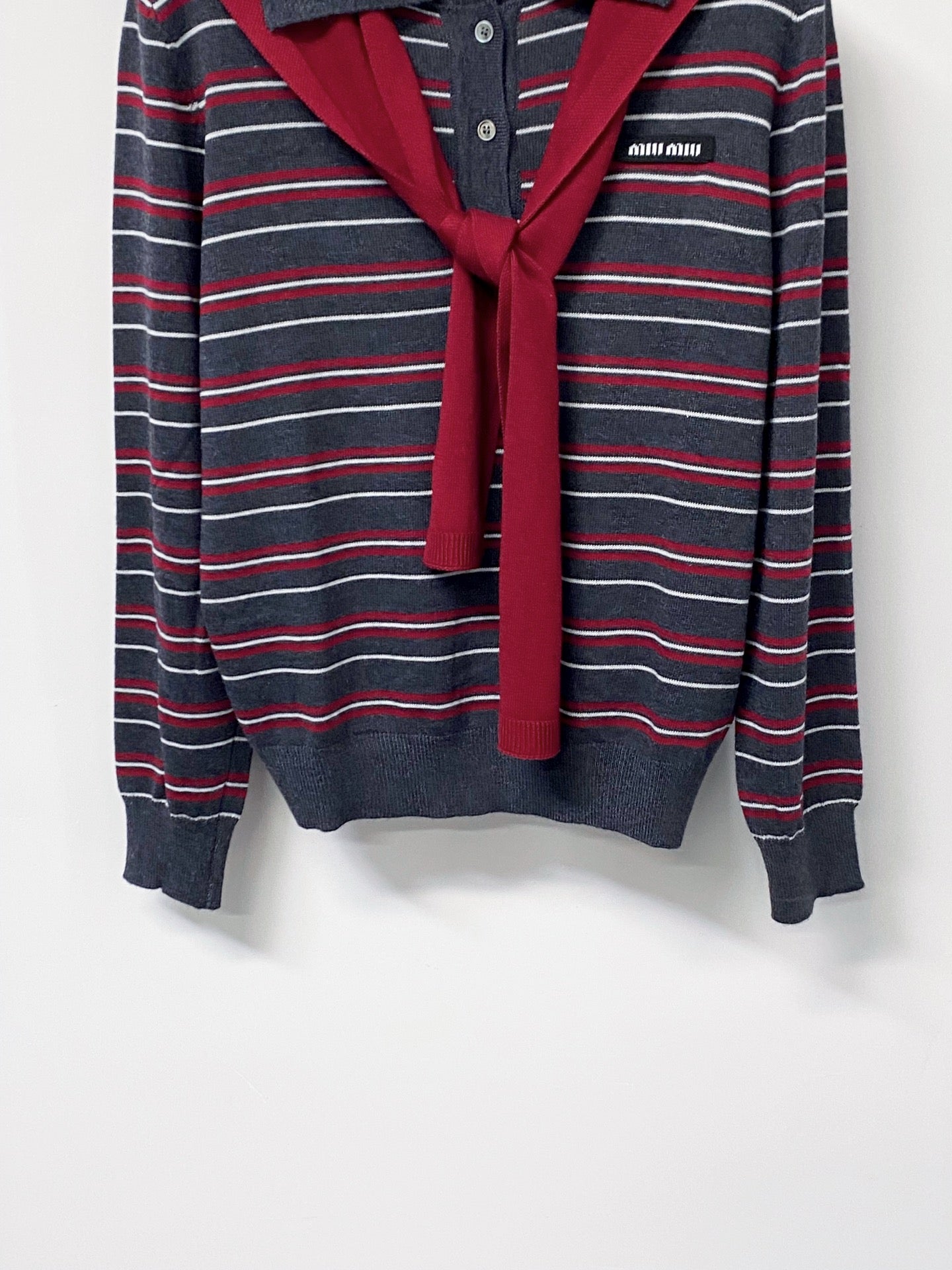 MIUMIU 26S LONG-SLEEVE KNIT POLO SWEATER 1267