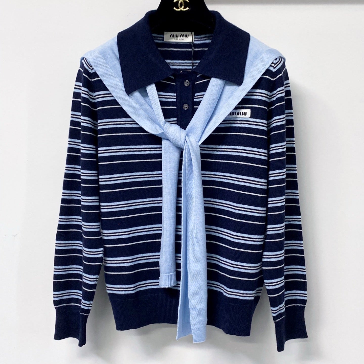 MIUMIU 26S LONG-SLEEVE KNIT POLO SWEATER 1266
