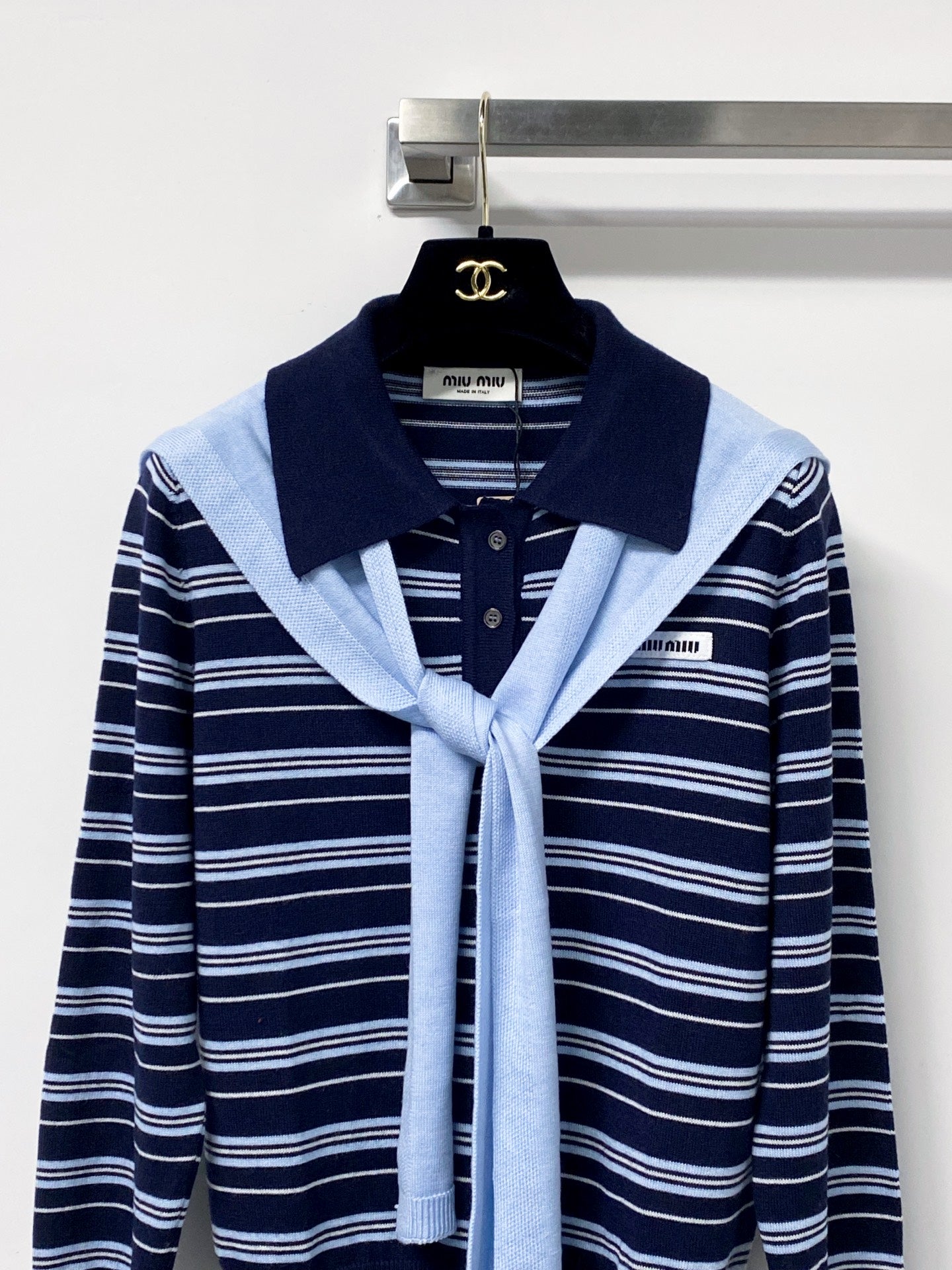 MIUMIU 26S LONG-SLEEVE KNIT POLO SWEATER 1266