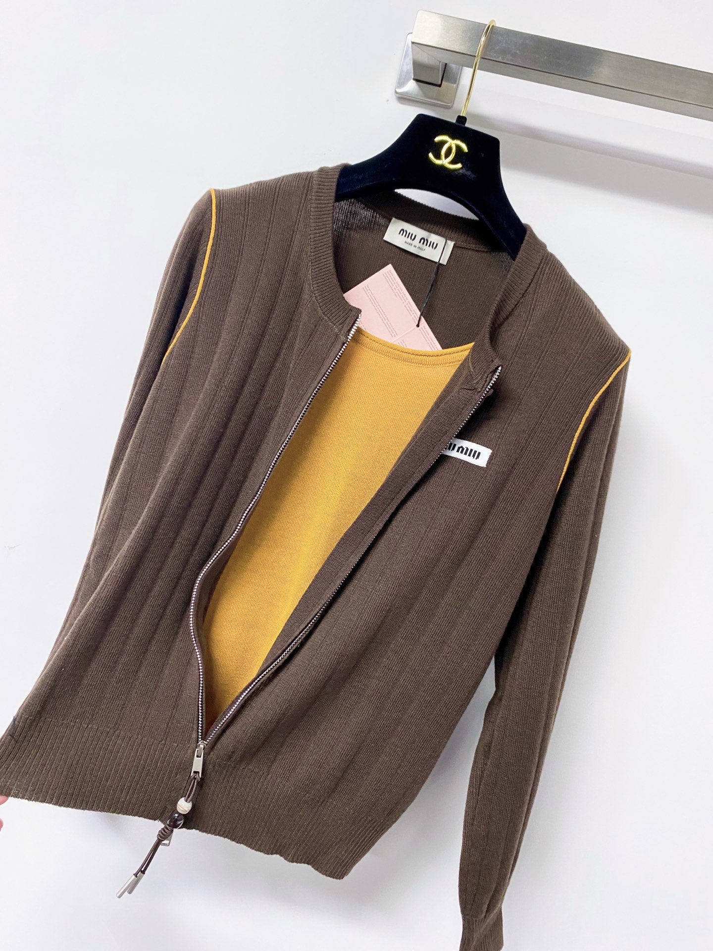 MIUMIU 26S ZIP-UP KNIT CARDIGAN 1263
