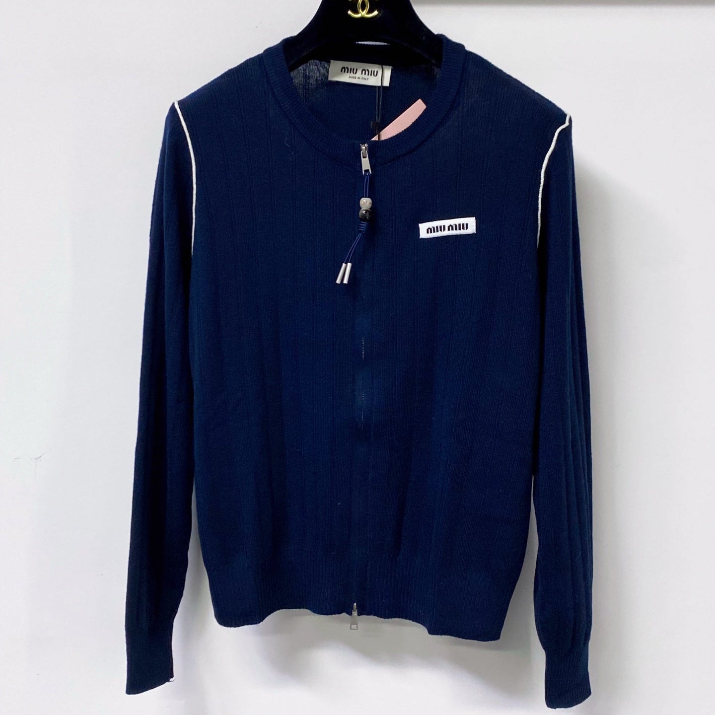 MIUMIU 26S ZIP-UP KNIT CARDIGAN 1262