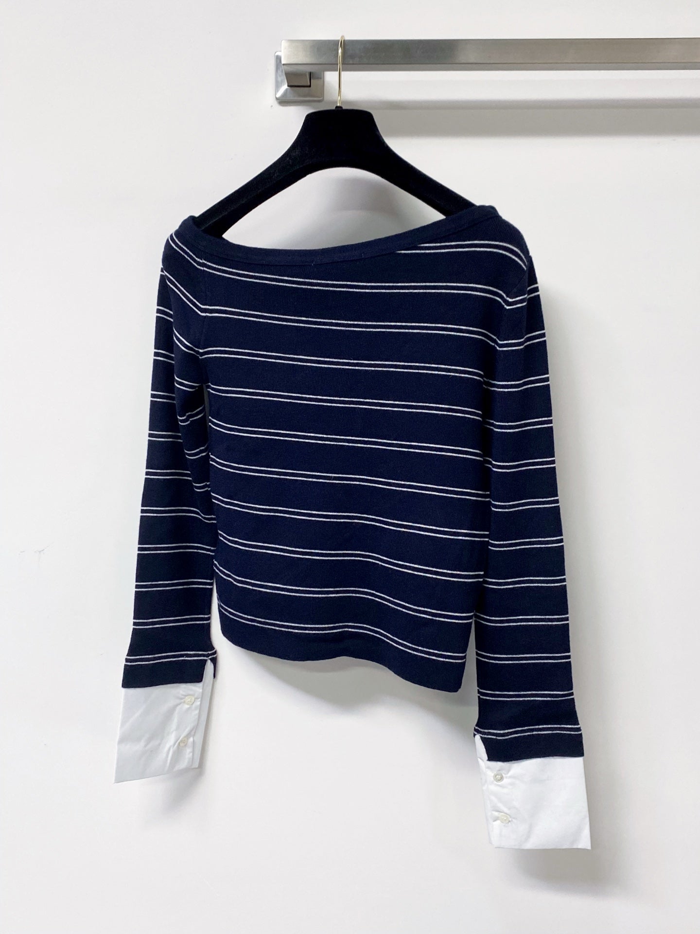 MIUMIU 26S STRIPED BOAT-NECK KNIT TOP 1259