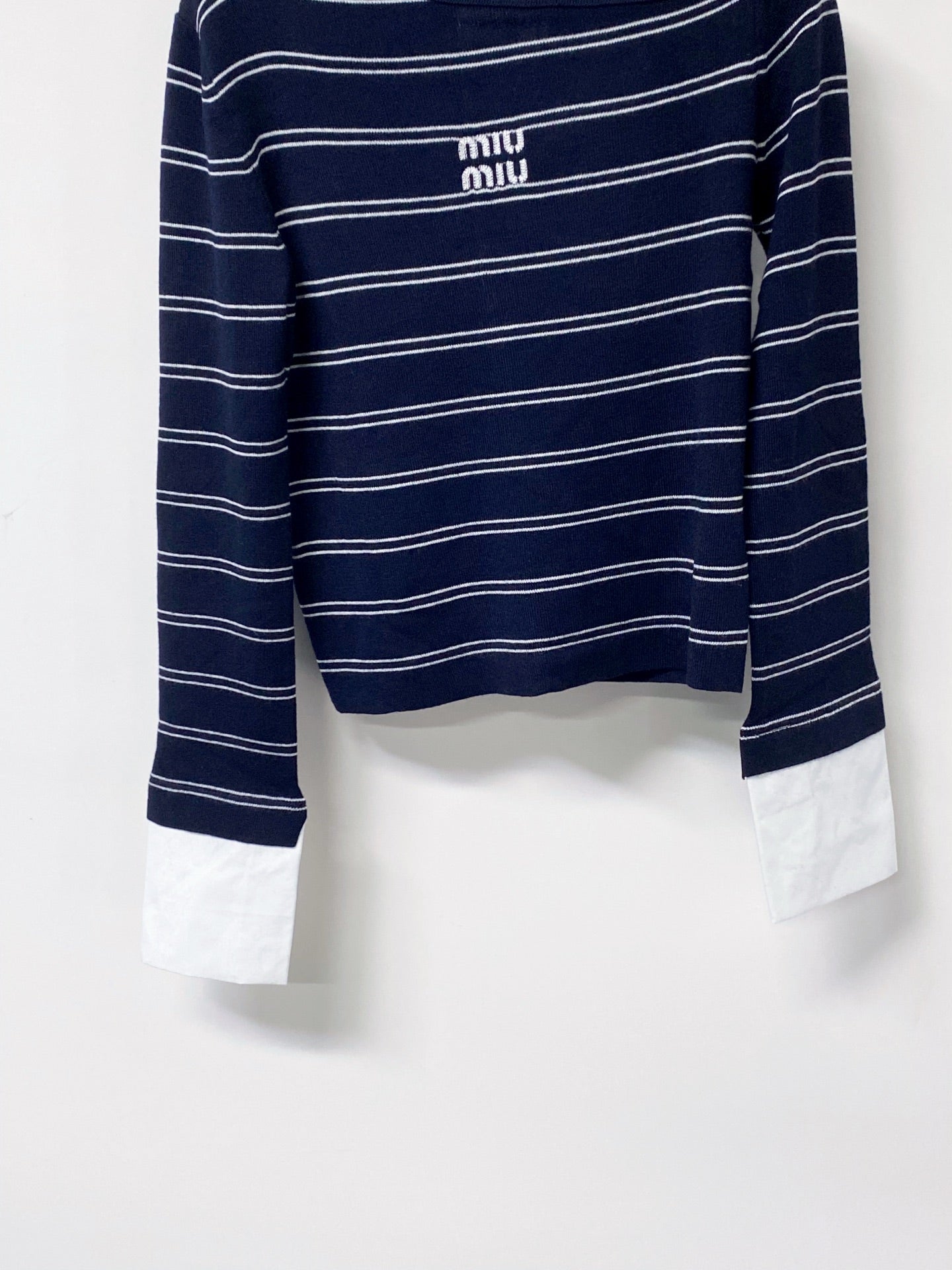 MIUMIU 26S STRIPED BOAT-NECK KNIT TOP 1259