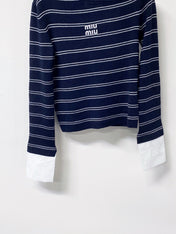 MIUMIU 26S STRIPED BOAT-NECK KNIT TOP 1259