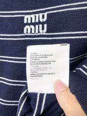 MIUMIU 26S STRIPED BOAT-NECK KNIT TOP 1259