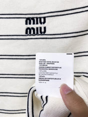 MIUMIU 26S STRIPED BOAT-NECK KNIT TOP 1258