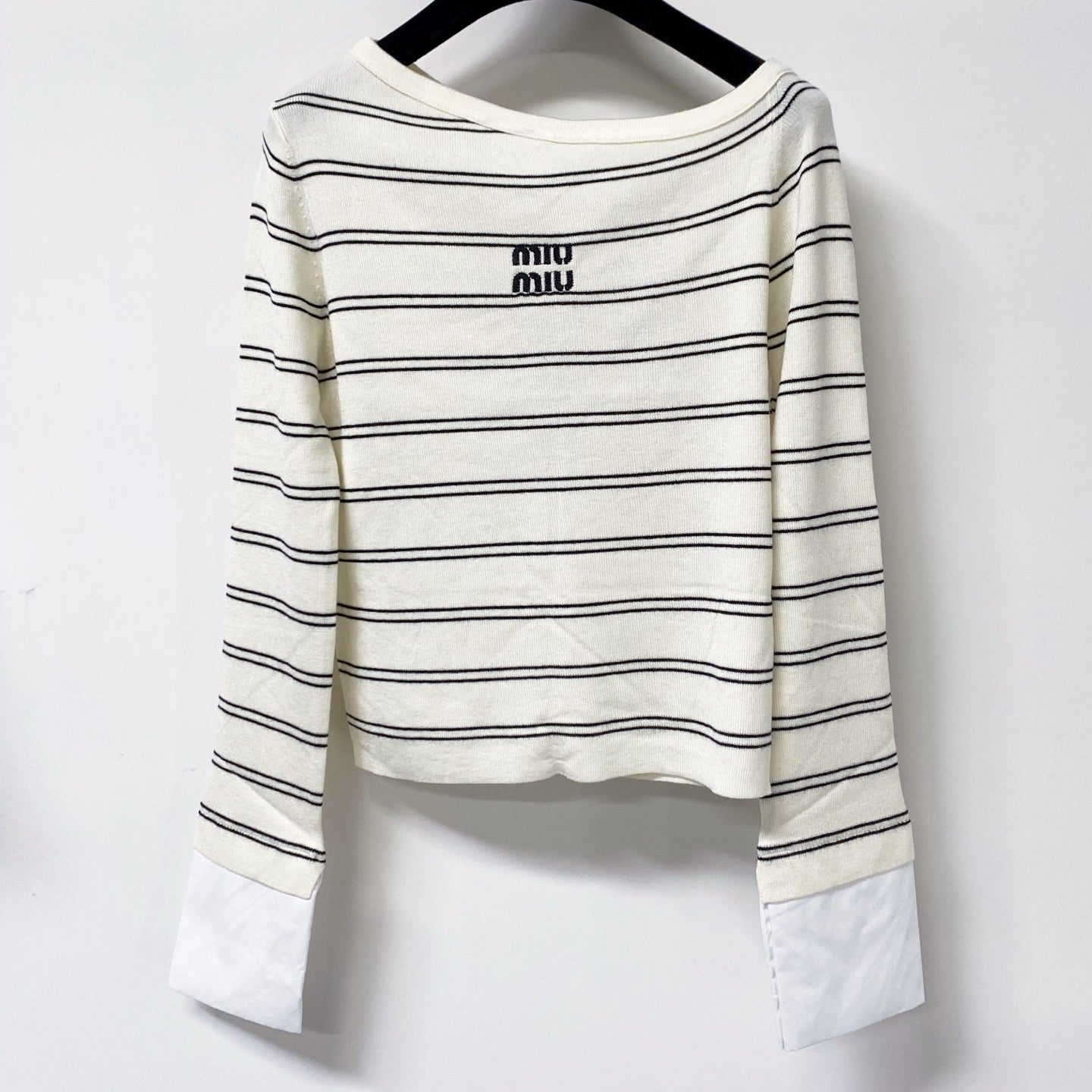 MIUMIU 26S STRIPED BOAT-NECK KNIT TOP 1258