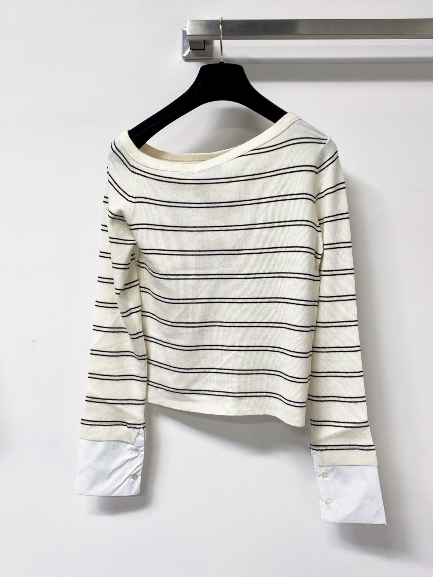 MIUMIU 26S STRIPED BOAT-NECK KNIT TOP 1258
