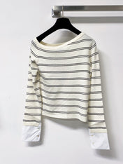 MIUMIU 26S STRIPED BOAT-NECK KNIT TOP 1258
