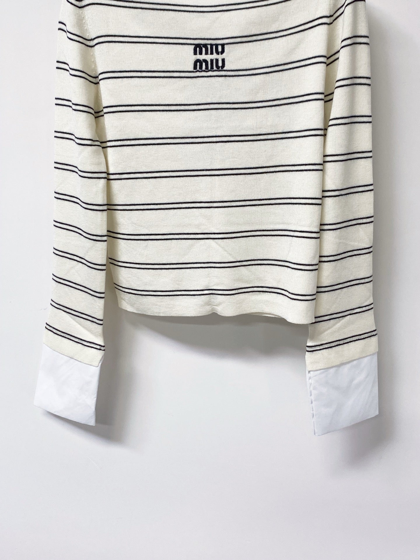 MIUMIU 26S STRIPED BOAT-NECK KNIT TOP 1258