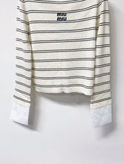 MIUMIU 26S STRIPED BOAT-NECK KNIT TOP 1258