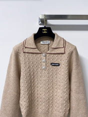 MIUMIU 26S CABLE-KNIT POLO SWEATER 1403
