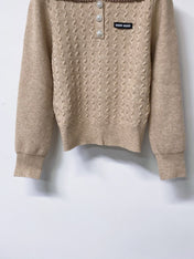 MIUMIU 26S CABLE-KNIT POLO SWEATER 1403